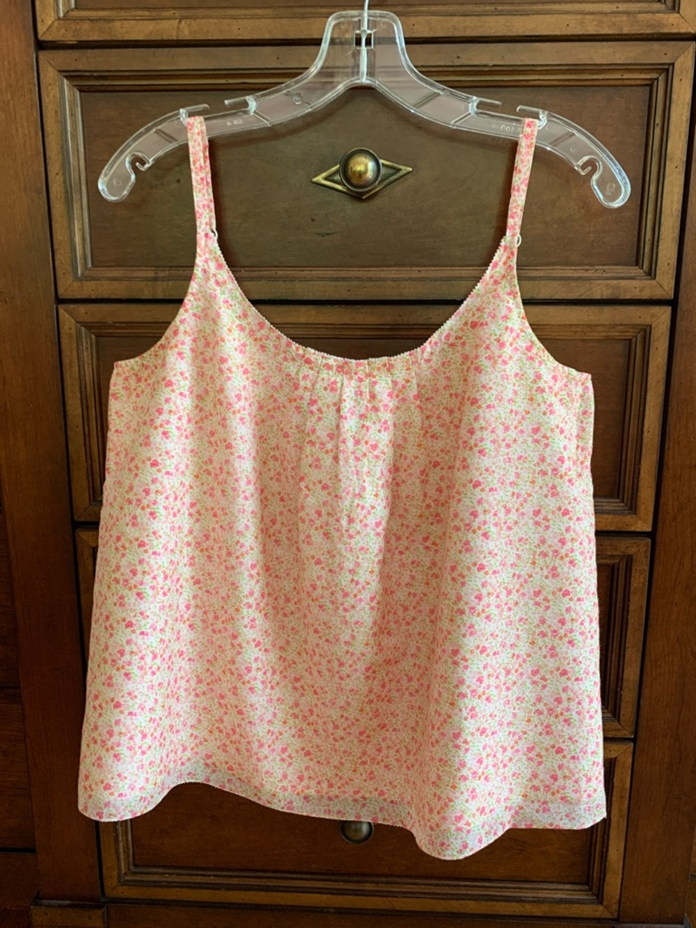 Pink Floral Spaghetti Strap Tank Top